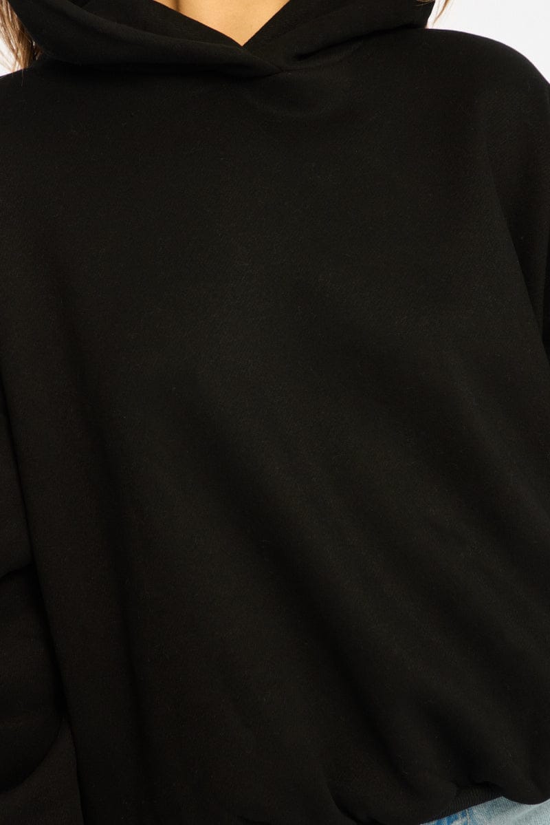Black Graphic Hoodie Sweater Long Sleeve for Ally Fashion