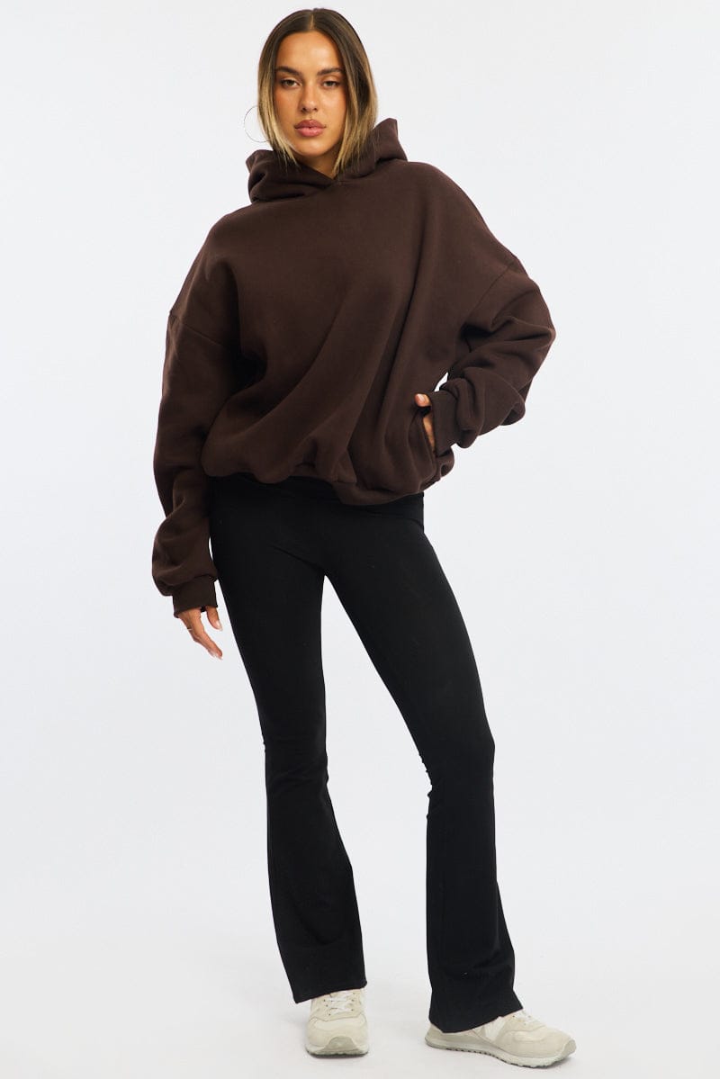 Brown Graphic Hoodie Sweater Long Sleeve for Ally Fashion