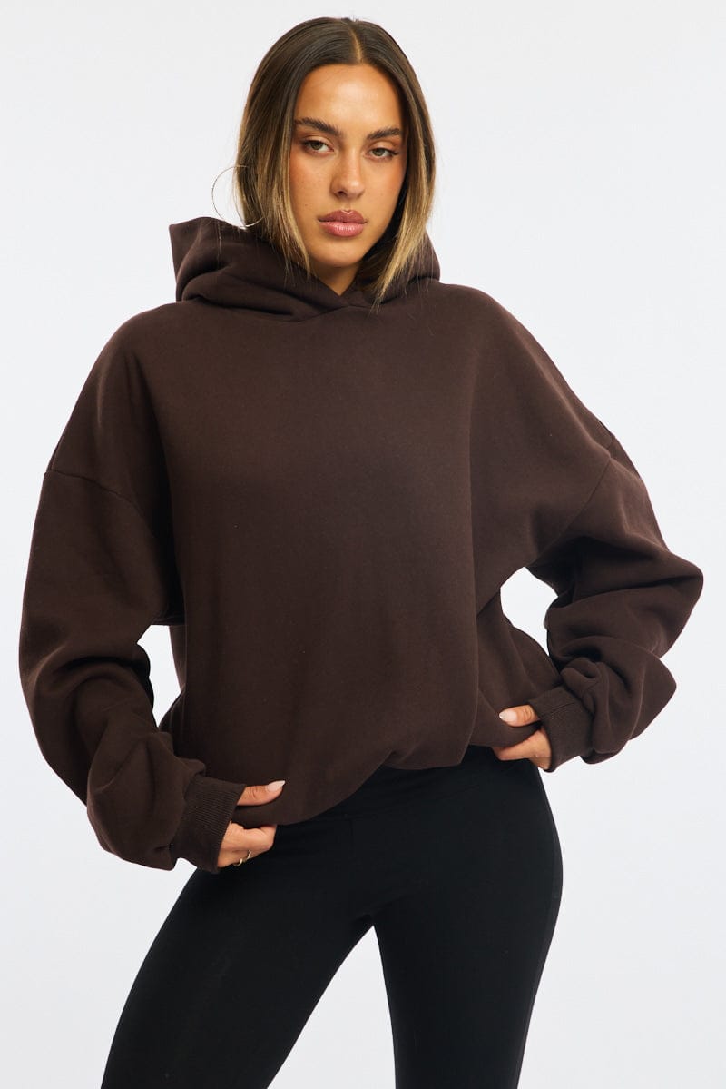 Brown Graphic Hoodie Sweater Long Sleeve for Ally Fashion