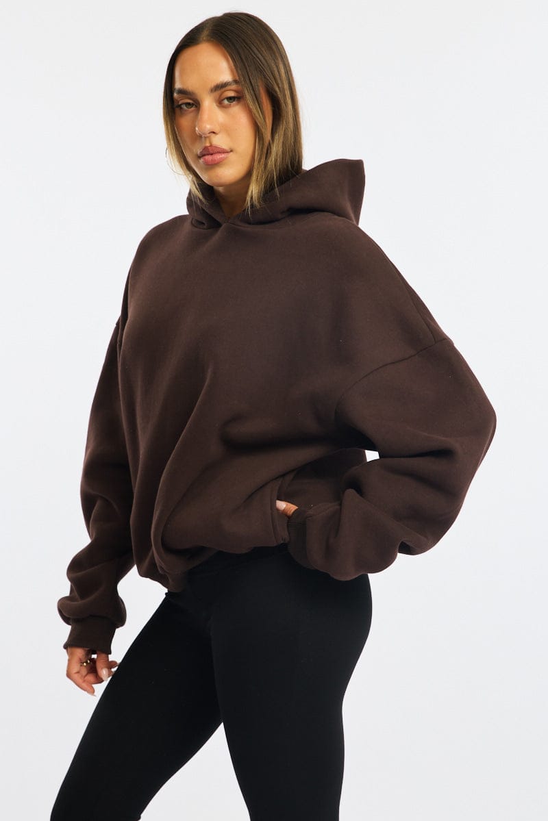 Brown Graphic Hoodie Sweater Long Sleeve for Ally Fashion
