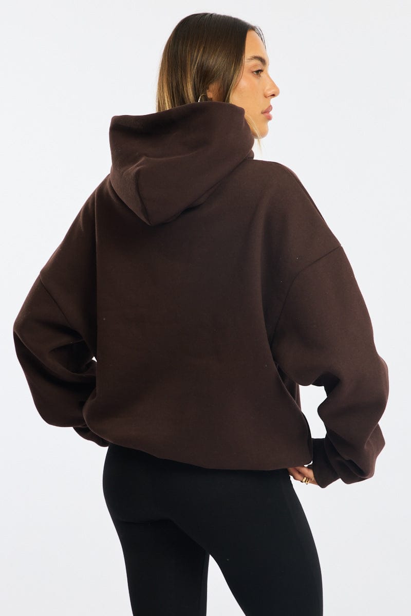 Brown Graphic Hoodie Sweater Long Sleeve for Ally Fashion