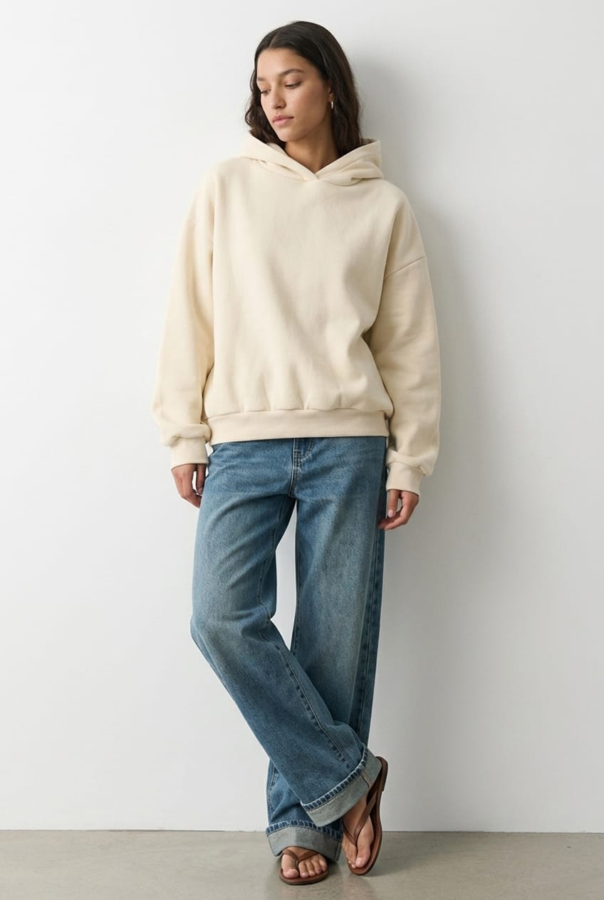 White Graphic Hoodie Sweater Long Sleeve for Ally Fashion