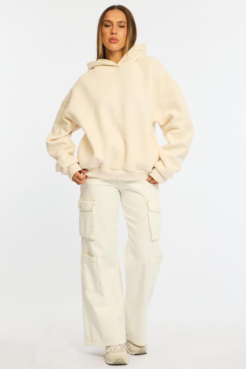 White Graphic Hoodie Sweater Long Sleeve for Ally Fashion