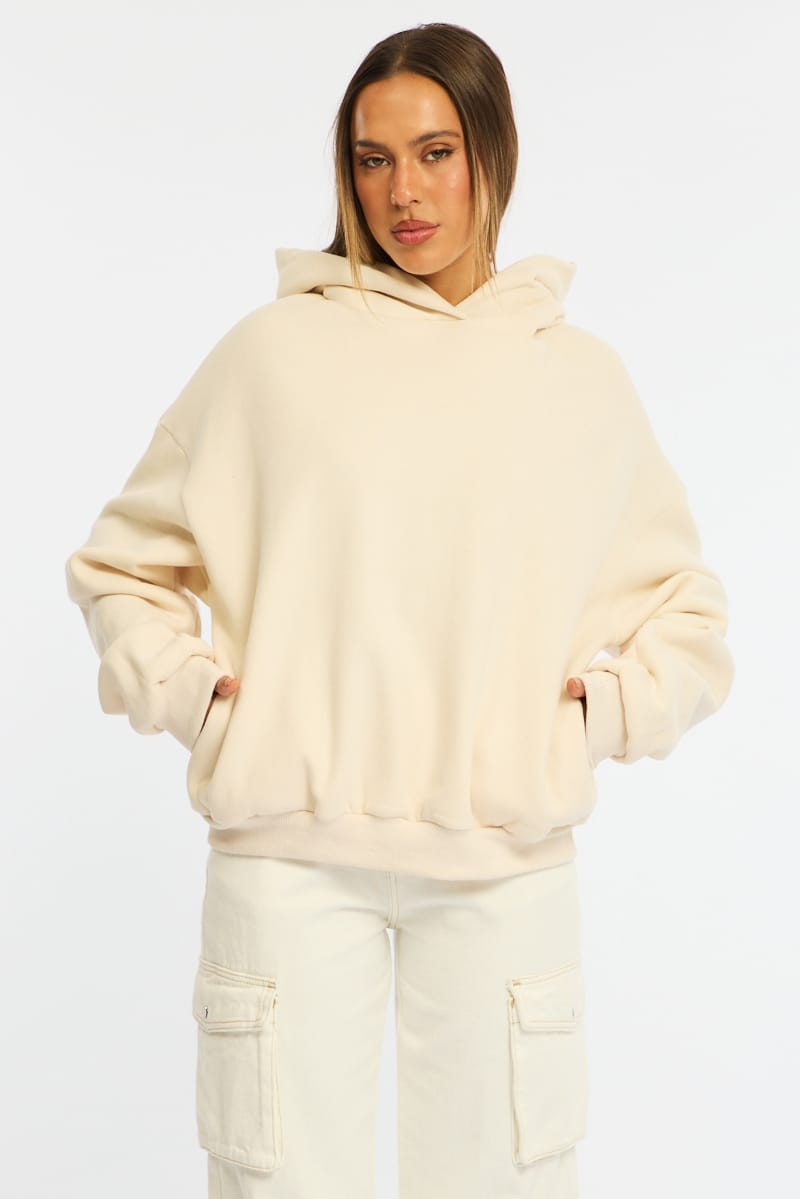 White Graphic Hoodie Sweater Long Sleeve for Ally Fashion
