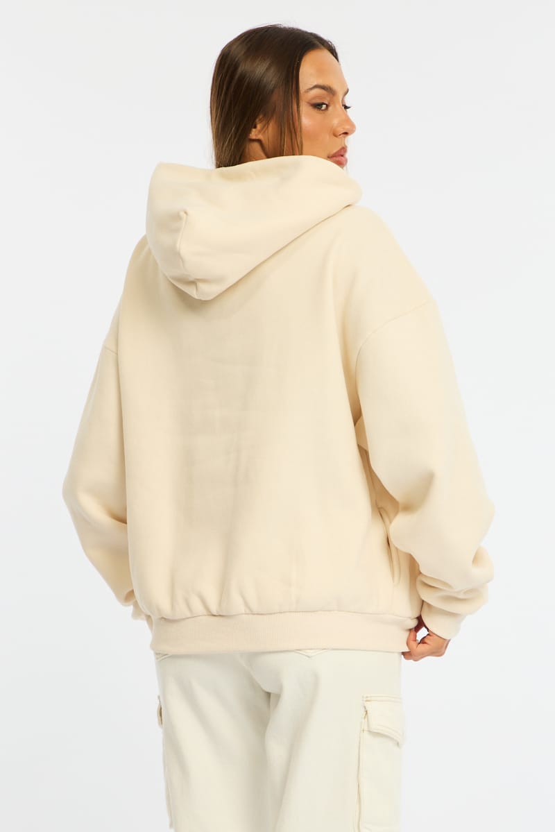 White Graphic Hoodie Sweater Long Sleeve for Ally Fashion