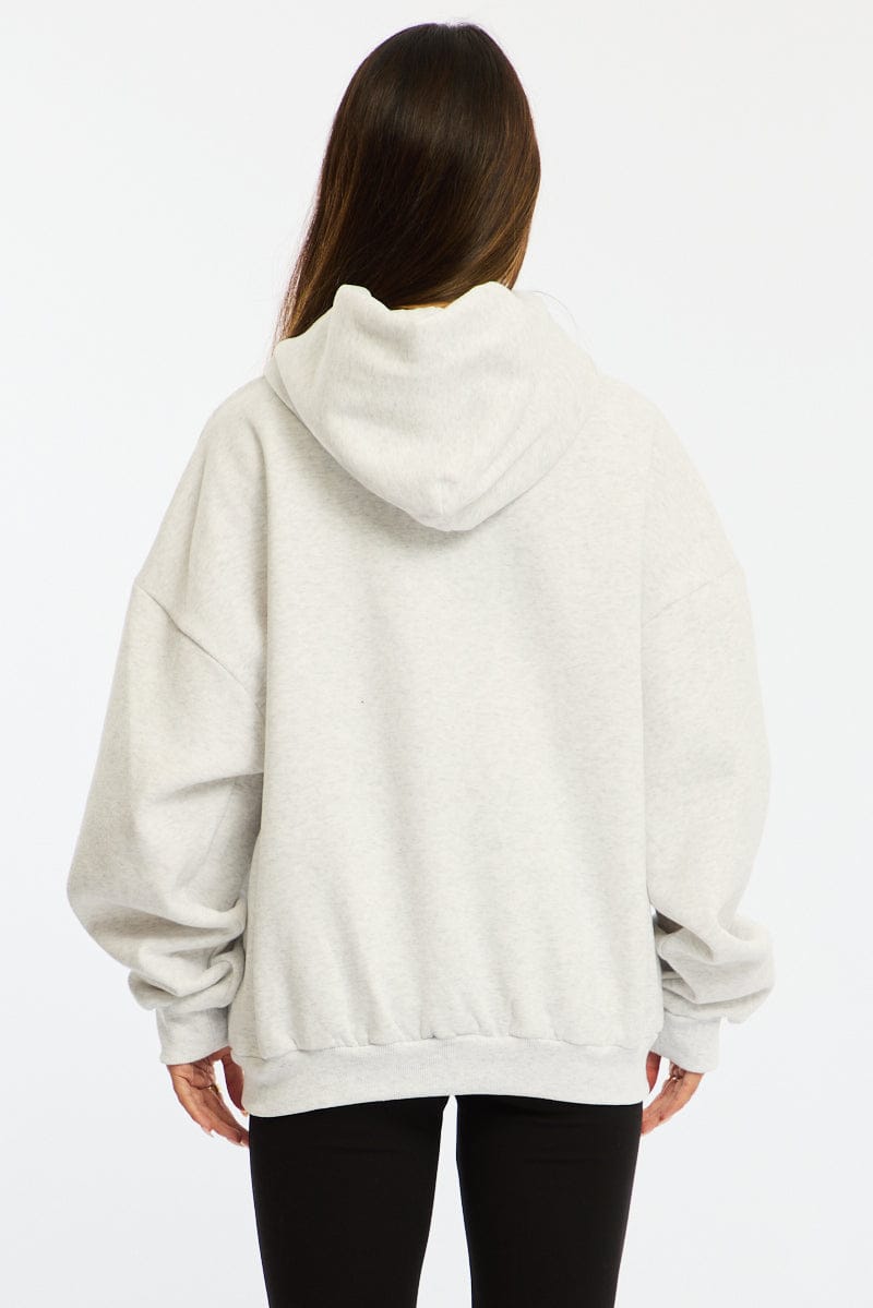 Grey Graphic Hoodie Sweater Long Sleeve for Ally Fashion