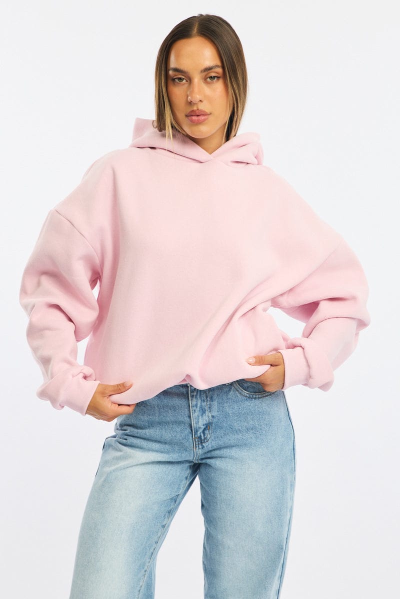 Pink Graphic Hoodie Sweater Long Sleeve for Ally Fashion