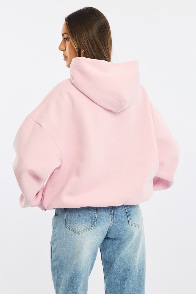 Pink Graphic Hoodie Sweater Long Sleeve for Ally Fashion