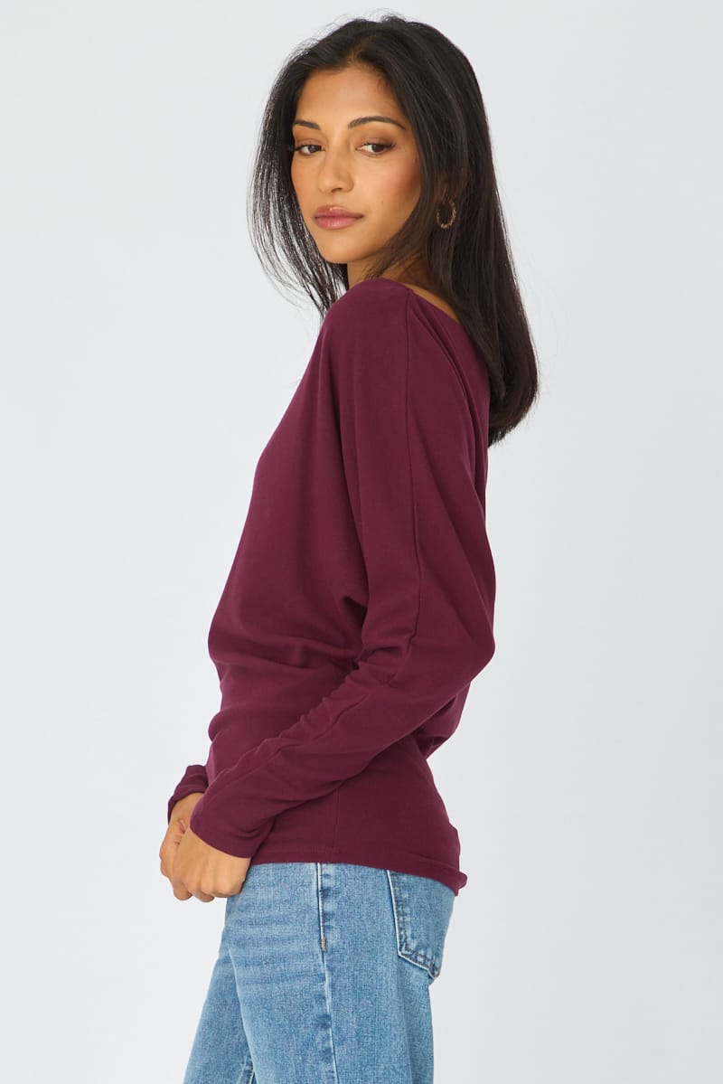 Purple Long Sleeve Top Relaxed Fit for Ally Fashion