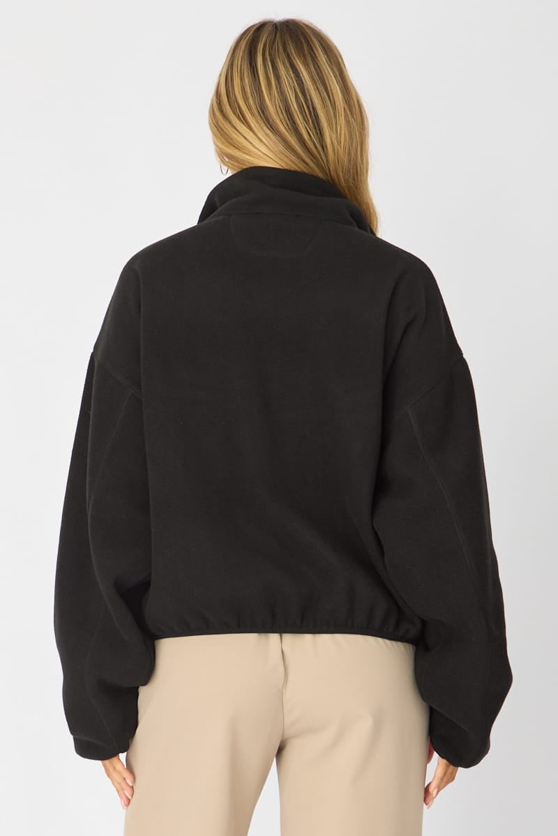 Black Oversized Fit Long Sleeve Fleece Sweater for Ally Fashion