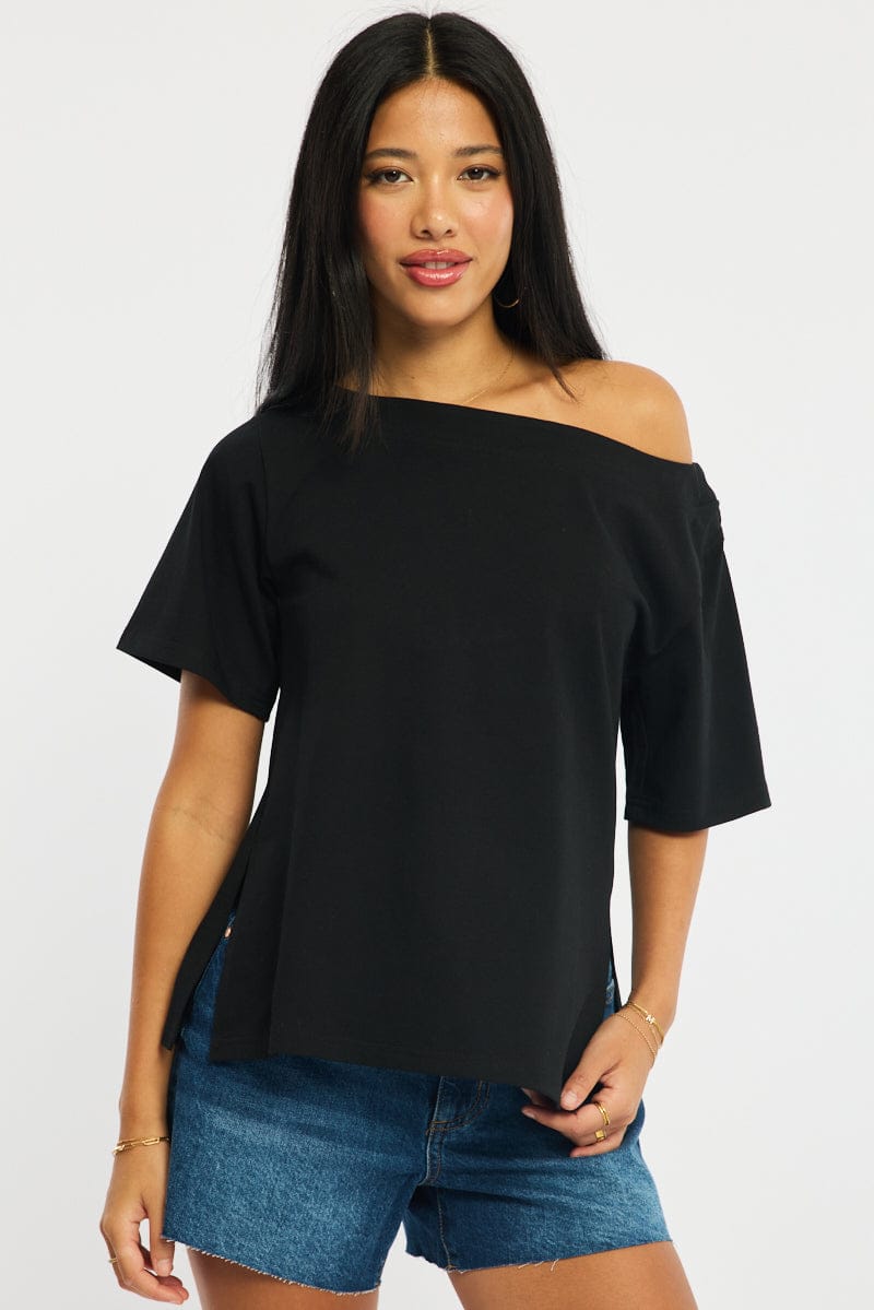 Black One Shoulder Top for Ally Fashion