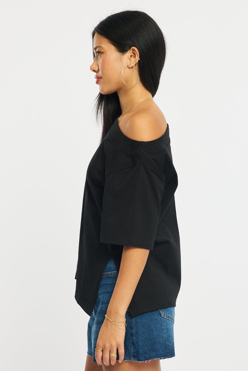 Black One Shoulder Top for Ally Fashion