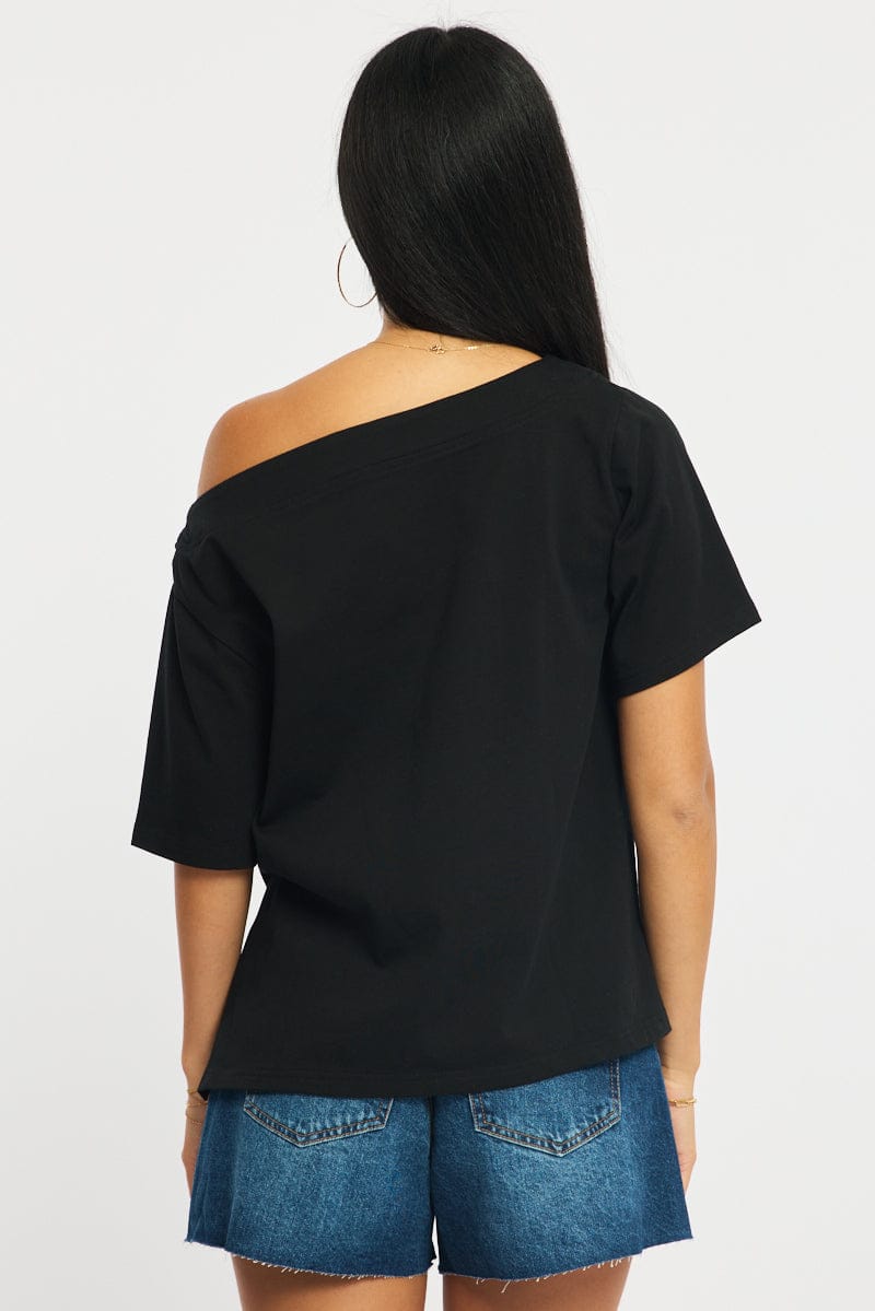 Black One Shoulder Top for Ally Fashion