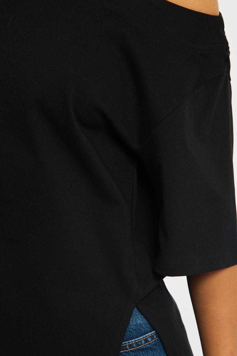 Black One Shoulder Top for Ally Fashion