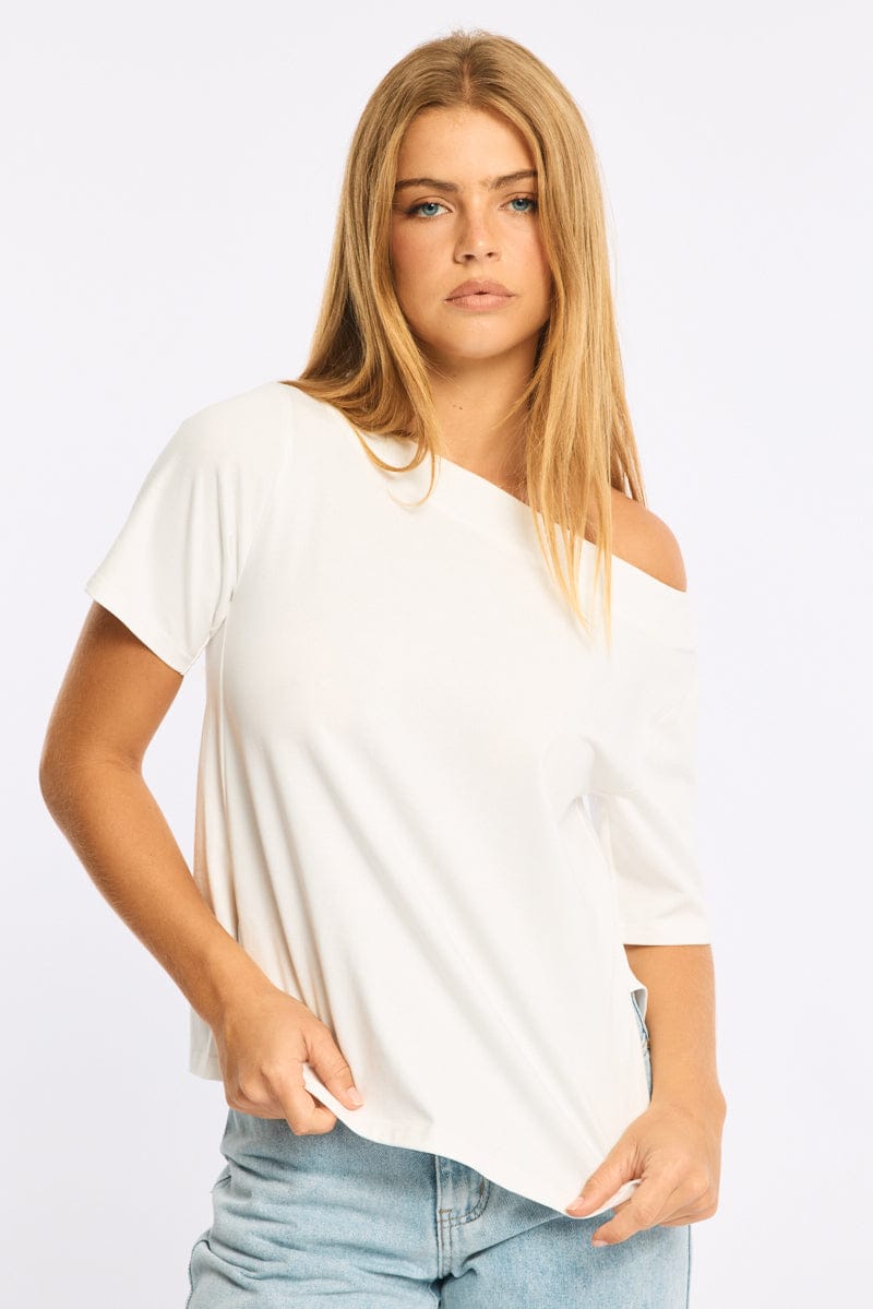 White One Shoulder Top for Ally Fashion