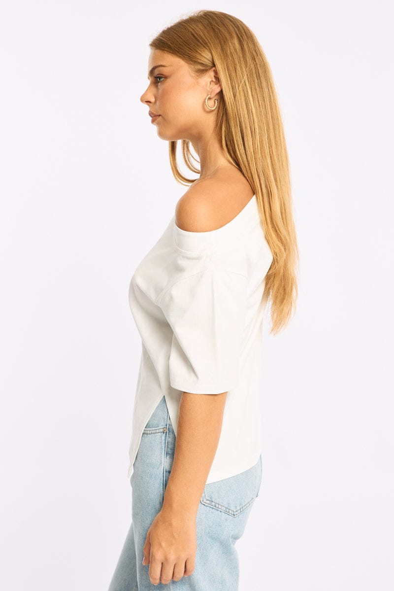 White One Shoulder Top for Ally Fashion