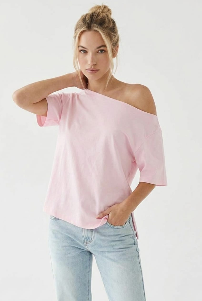 Pink One Shoulder Top