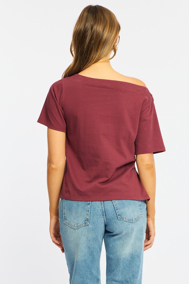 Red One Shoulder Top for Ally Fashion