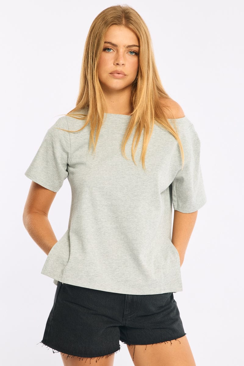 Grey One Shoulder Top for Ally Fashion