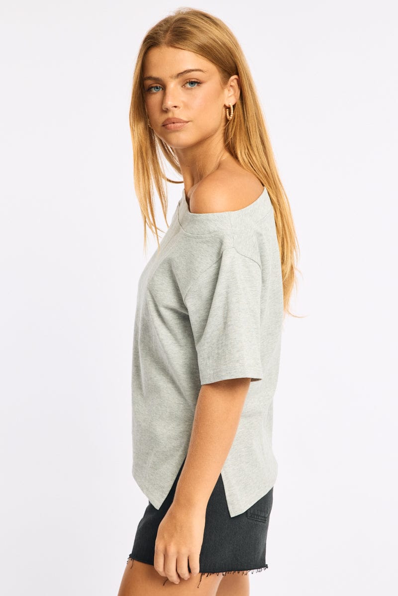 Grey One Shoulder Top for Ally Fashion