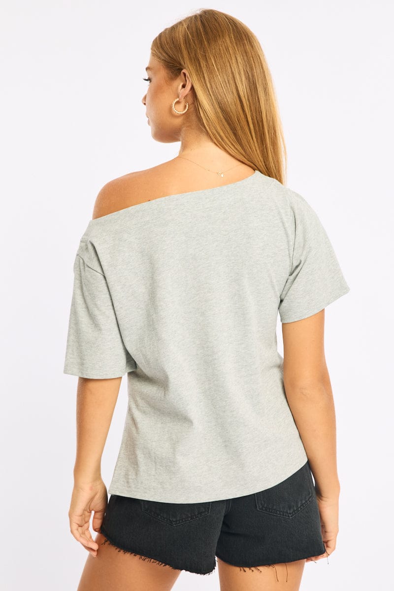 Grey One Shoulder Top for Ally Fashion