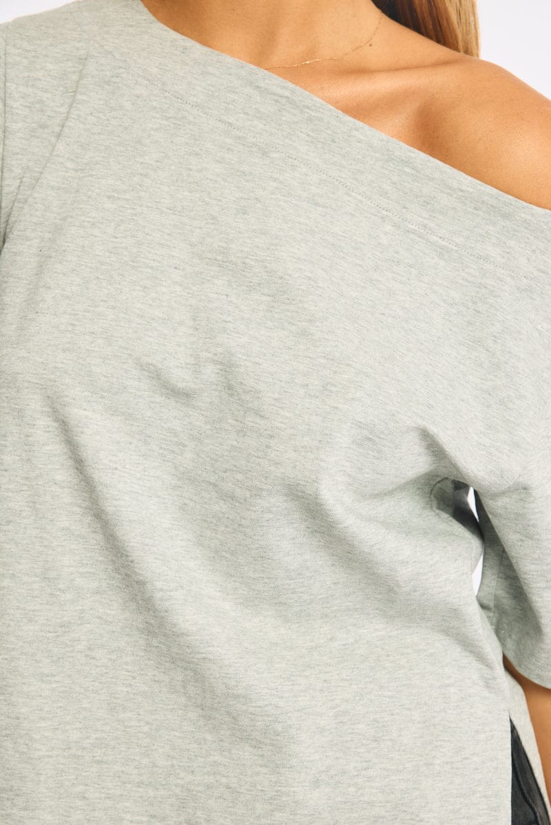 Grey One Shoulder Top for Ally Fashion