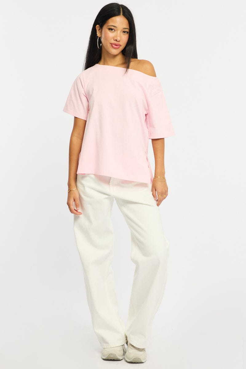 Pink One Shoulder Top for Ally Fashion