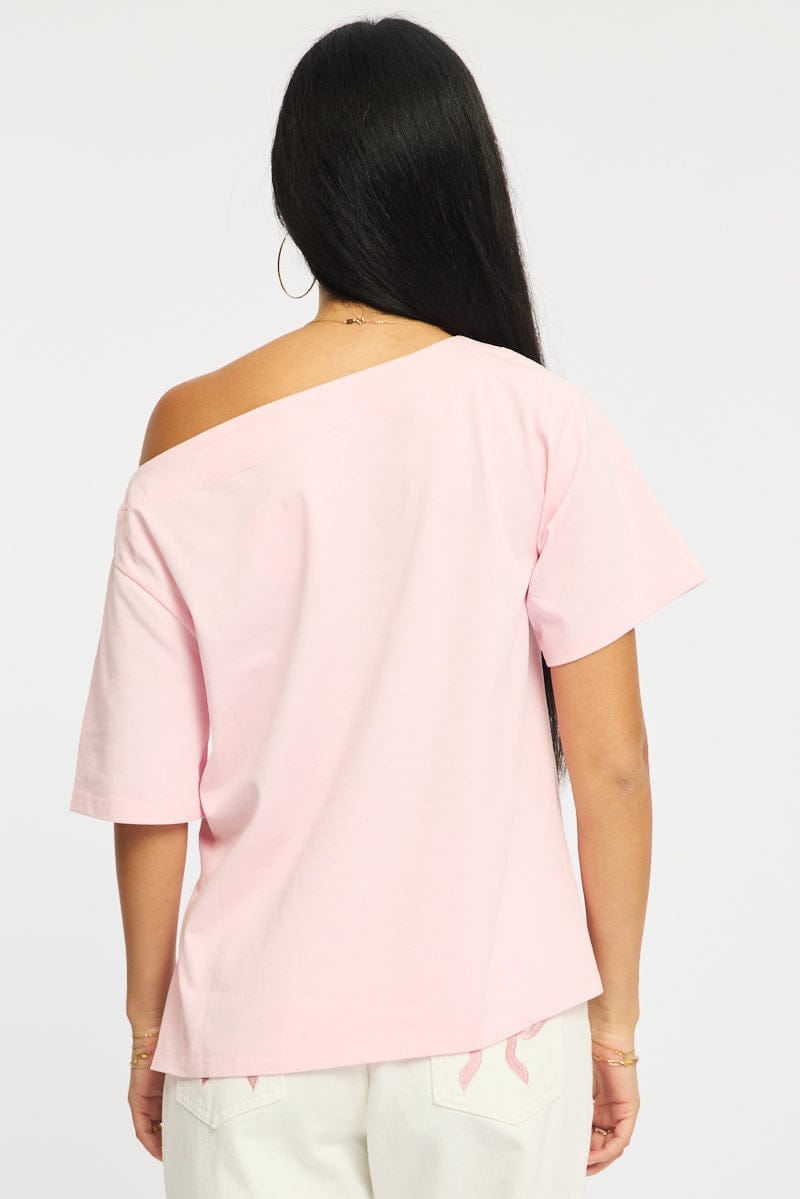 Pink One Shoulder Top for Ally Fashion