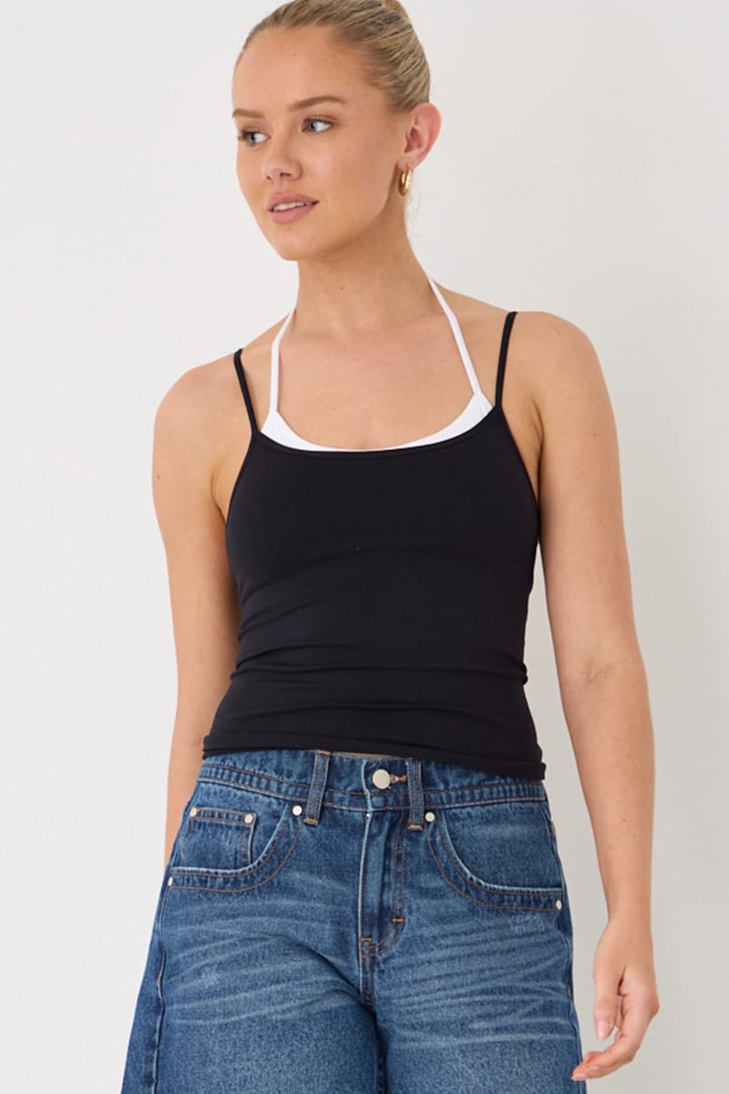 Black Layered Singlet Top for Ally Fashion