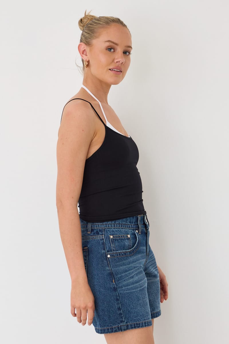 Black Layered Singlet Top for Ally Fashion