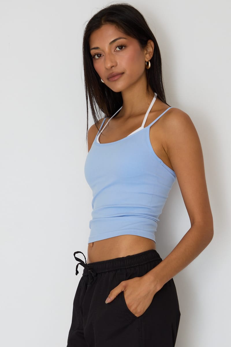 Blue Layered Singlet Top for Ally Fashion