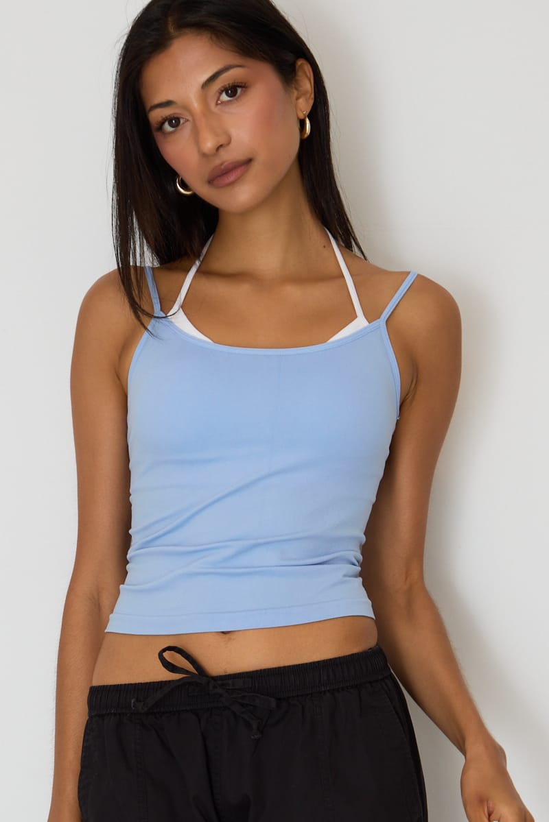 Blue Layered Singlet Top for Ally Fashion