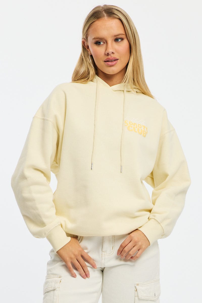 Yellow Graphic Hoodie Long Sleeve for Ally Fashion