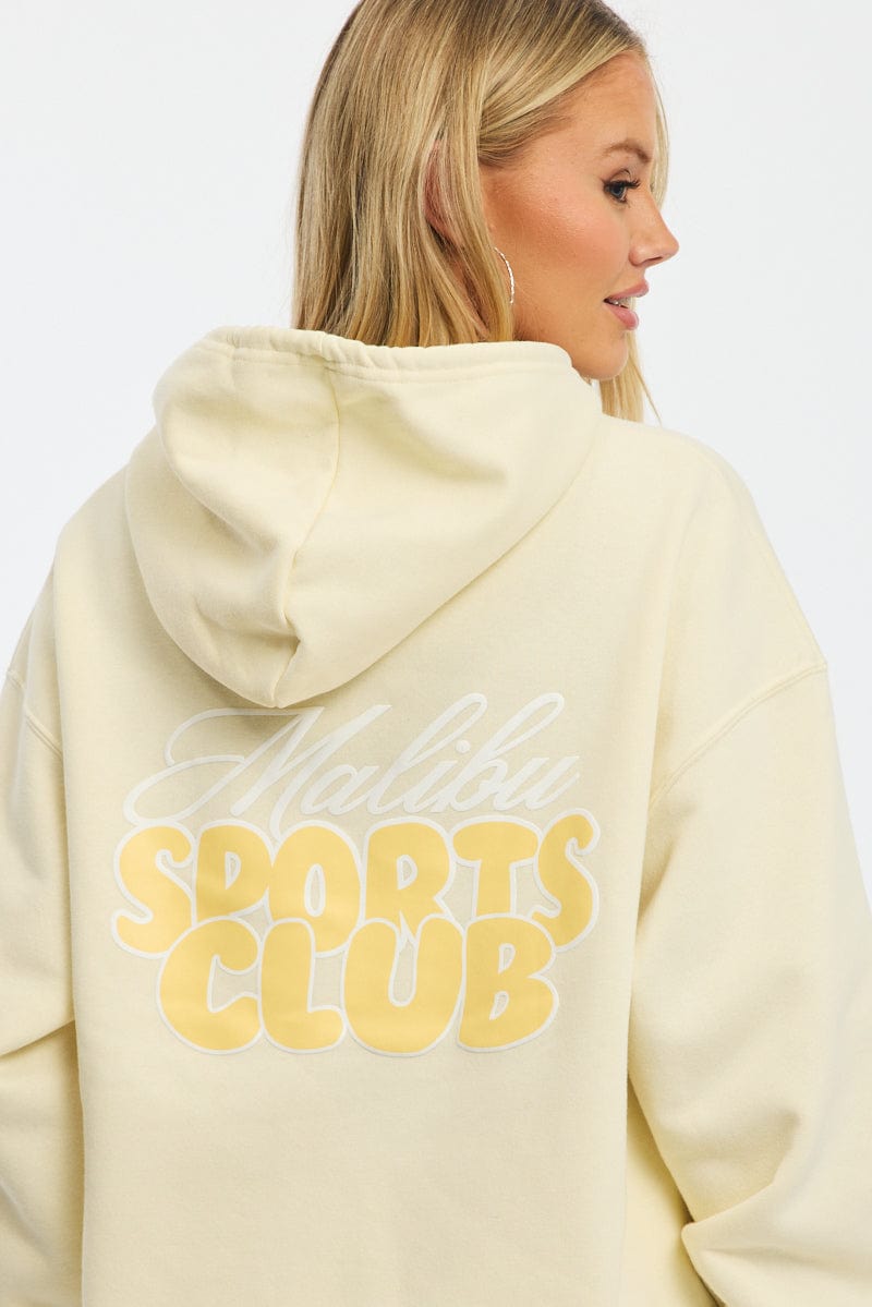 Yellow Graphic Hoodie Long Sleeve for Ally Fashion