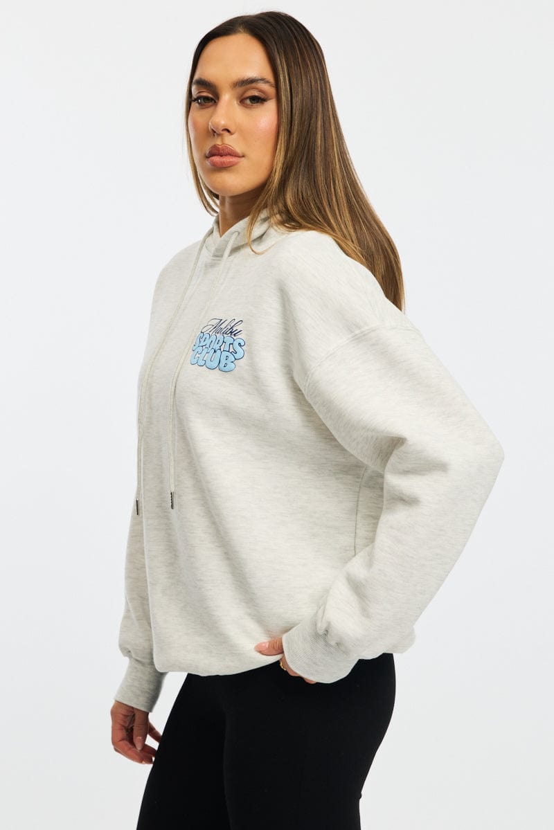 Grey Graphic Hoodie Long Sleeve for Ally Fashion