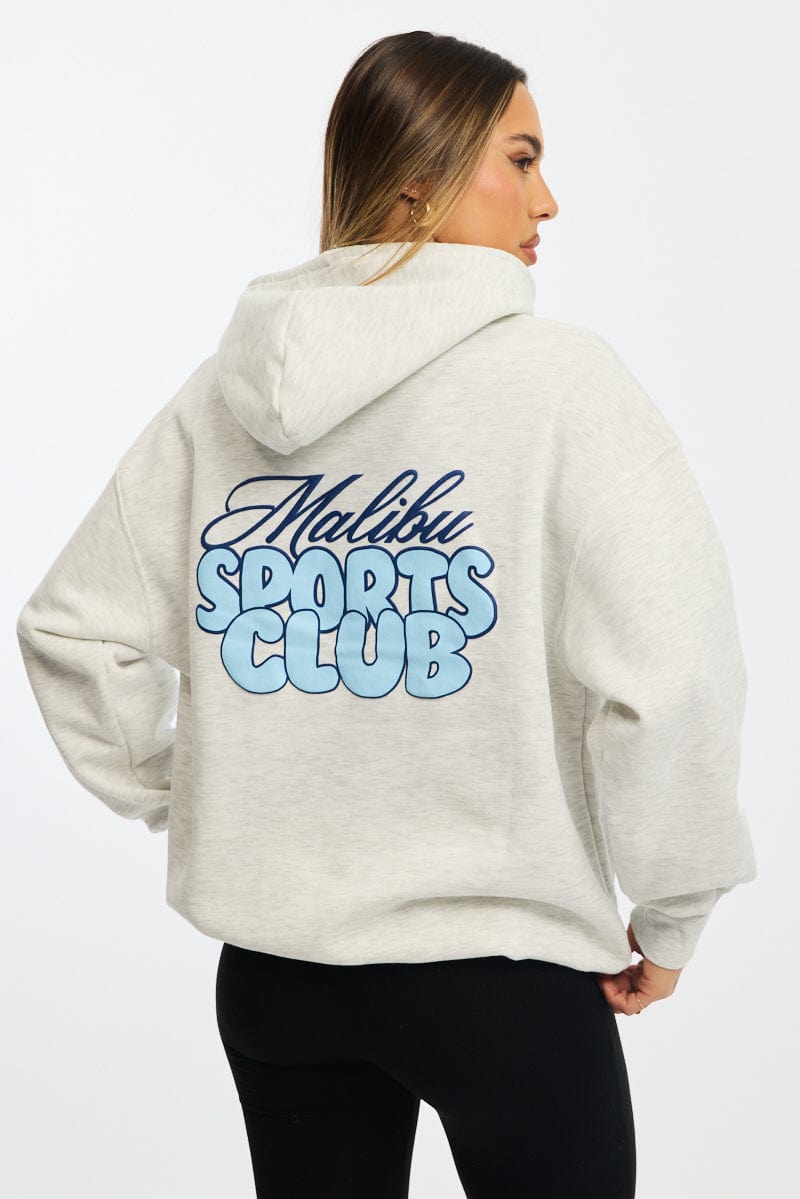 Grey Graphic Hoodie Long Sleeve for Ally Fashion
