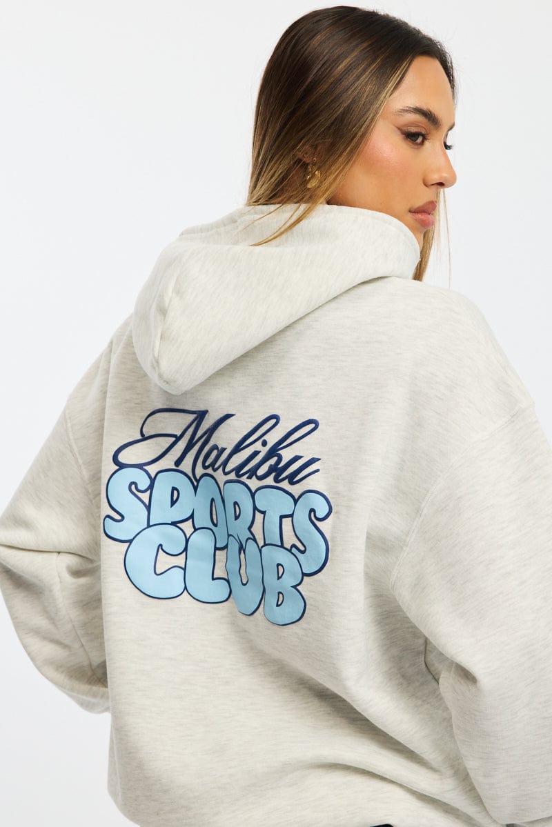 Grey Graphic Hoodie Long Sleeve for Ally Fashion