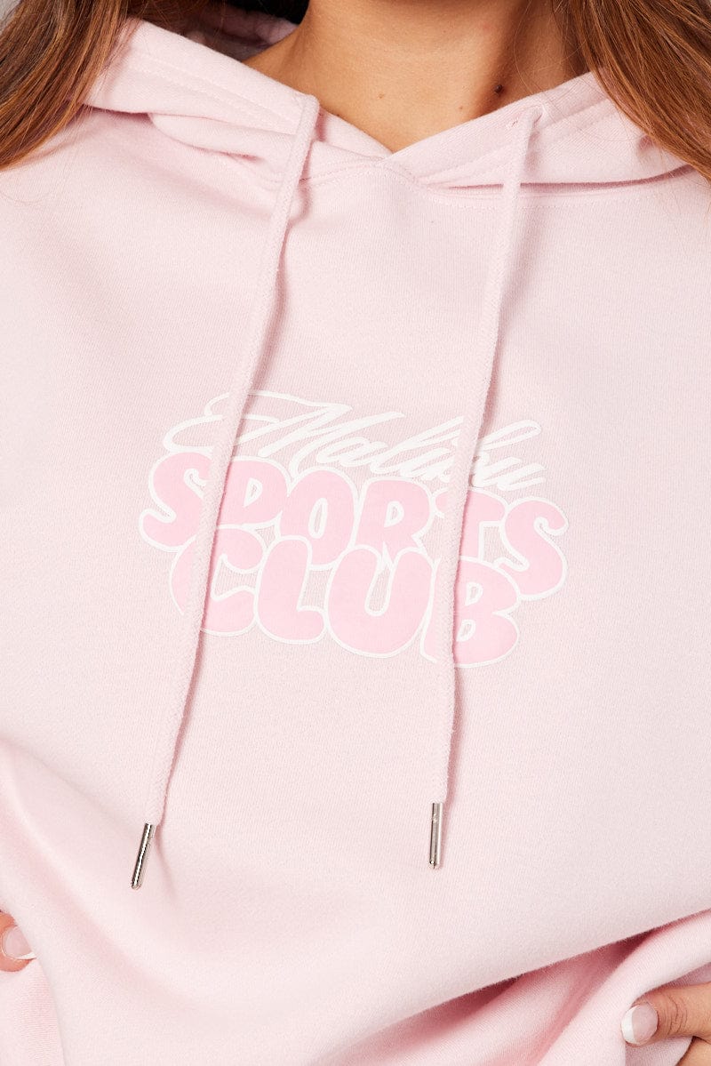 Pink Graphic Hoodie Long Sleeve for Ally Fashion