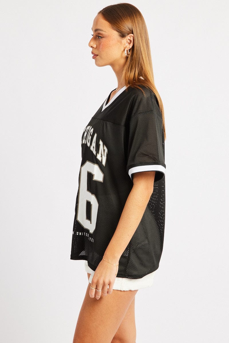 Black Sports Tee Short Sleeve for Ally Fashion