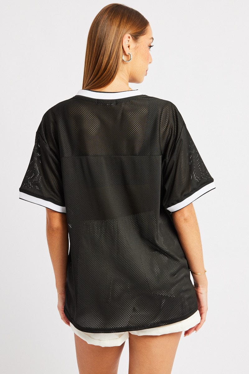 Black Sports Tee Short Sleeve for Ally Fashion