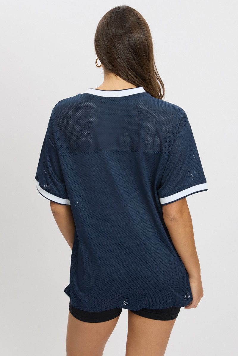 Blue Sports Tee Short Sleeve for Ally Fashion