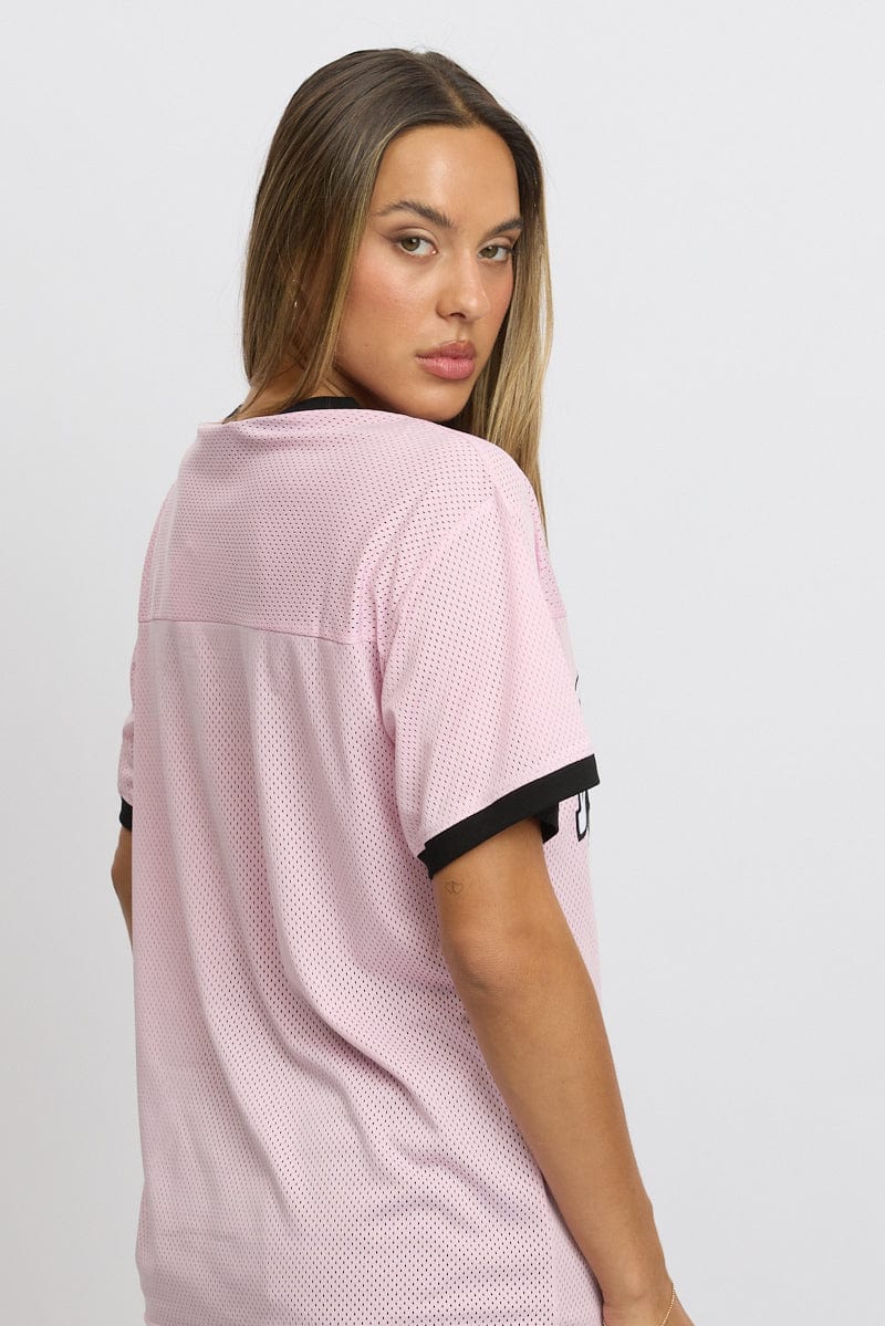 Pink Graphic Tee Short Sleeve for Ally Fashion