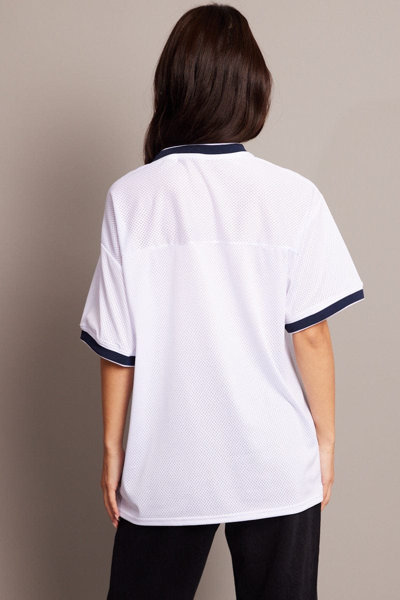 White Sports Tee Short Sleeve for Ally Fashion