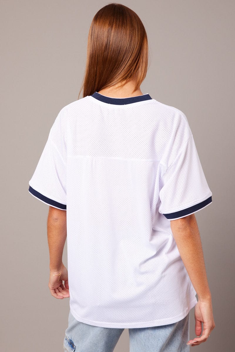 White Sports Tee Short Sleeve for Ally Fashion