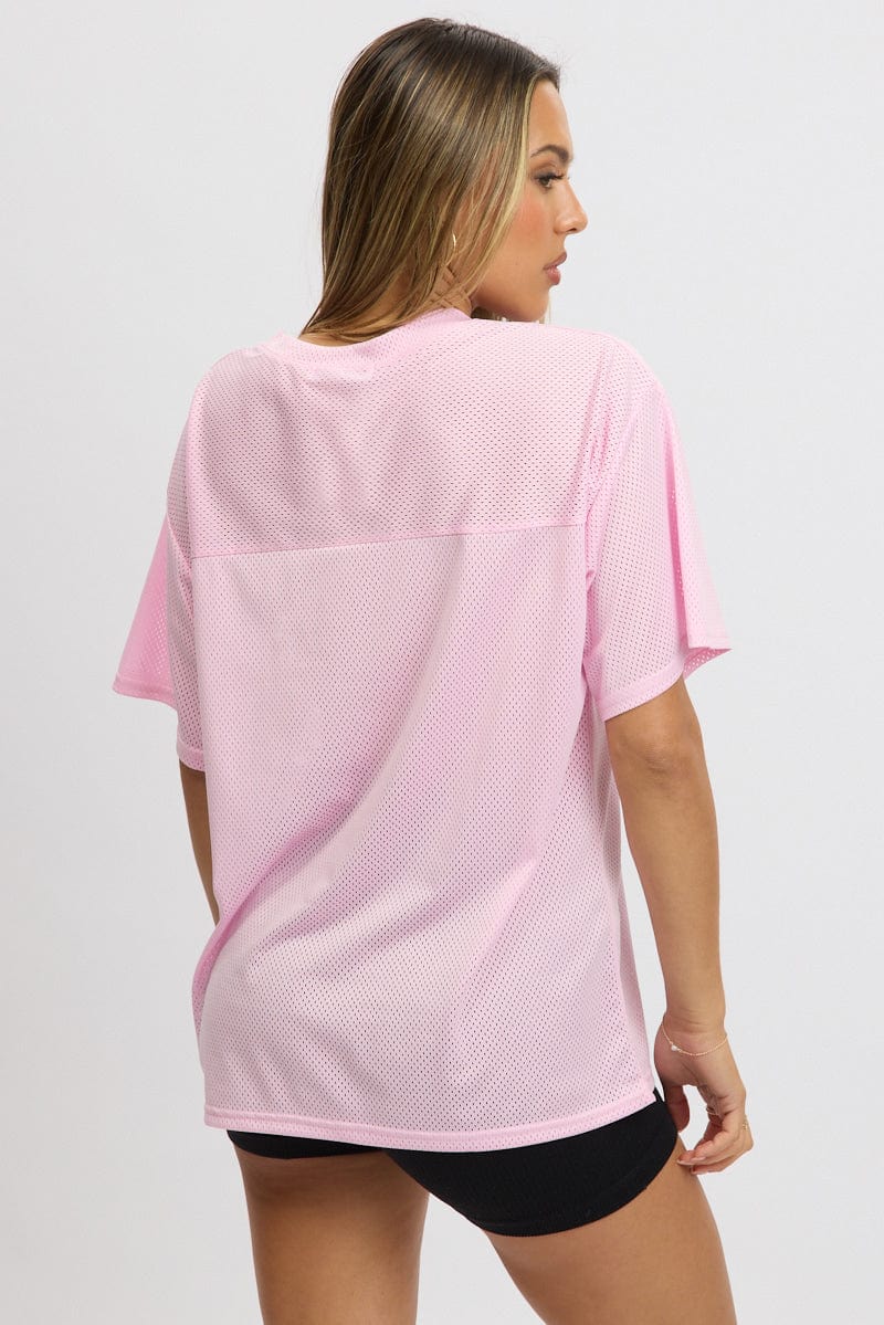 Pink Sports Tee Short Sleeve for Ally Fashion