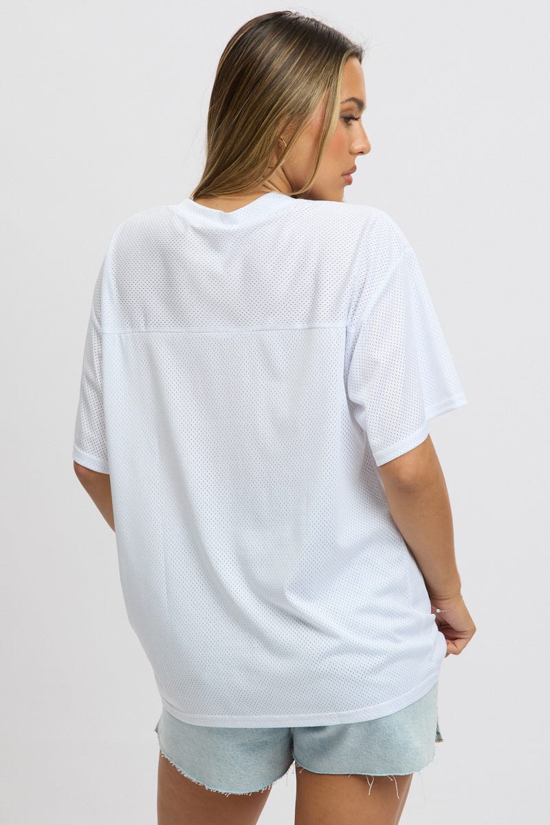 White Sports Tee Short Sleeve for Ally Fashion