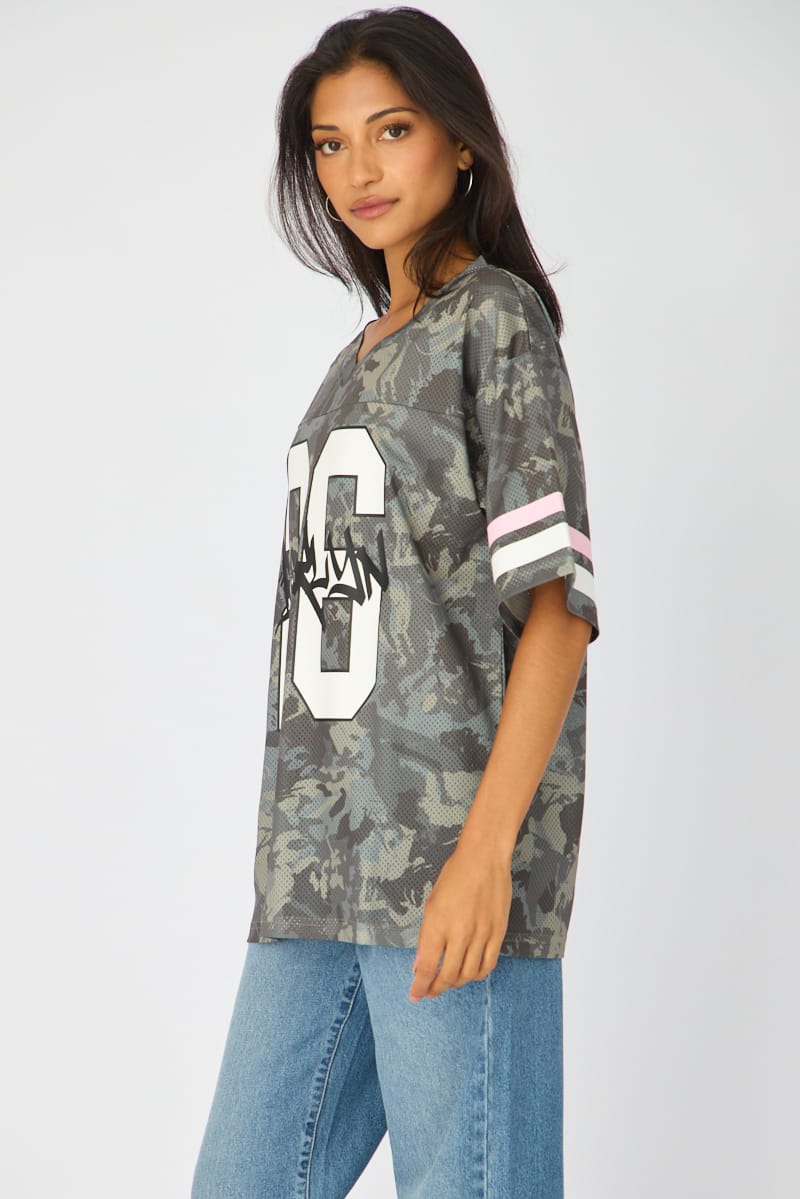 Green Print Sports Tee Short Sleeve for Ally Fashion