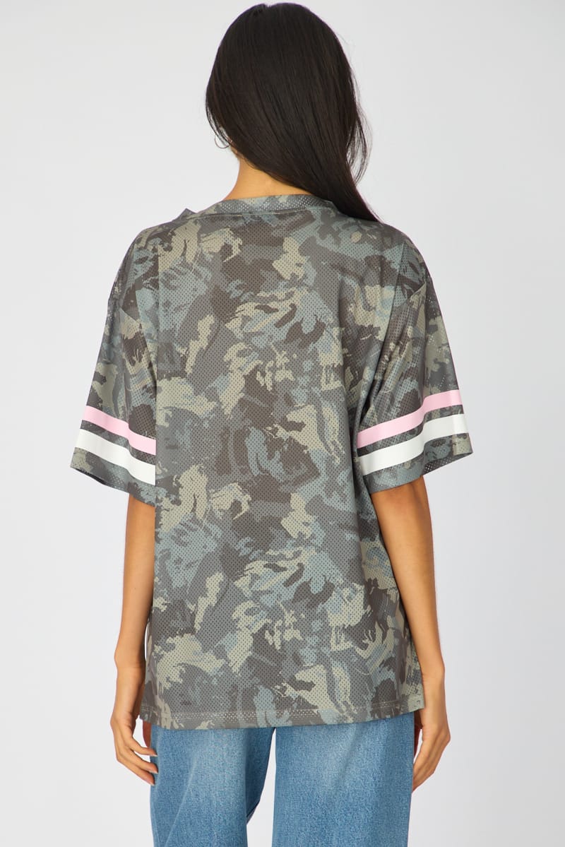 Green Print Sports Tee Short Sleeve for Ally Fashion