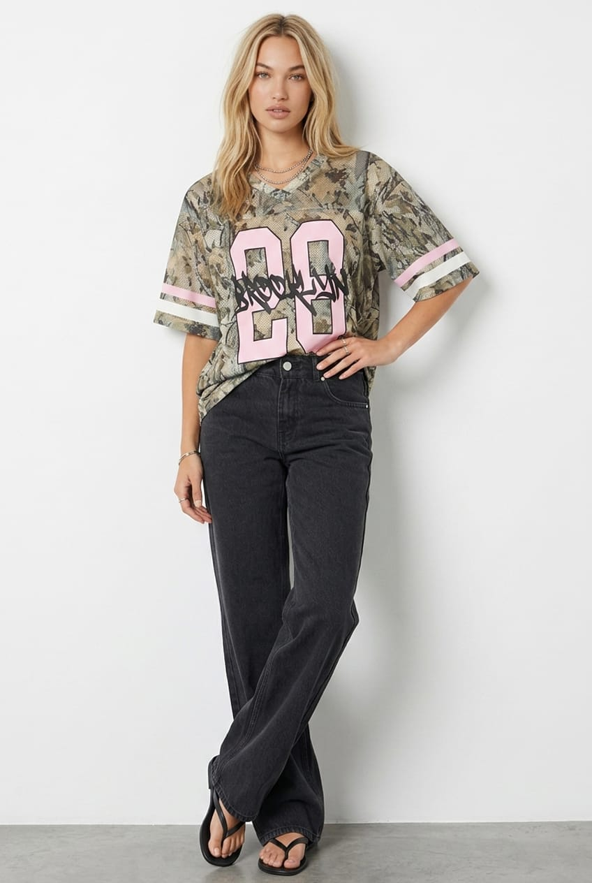 Green Print Sports Tee Short-Sleeve from Ally Fashion