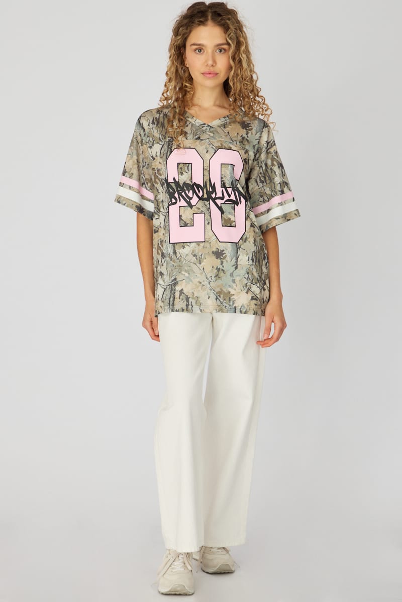 Green Print Sports Tee Short Sleeve for Ally Fashion